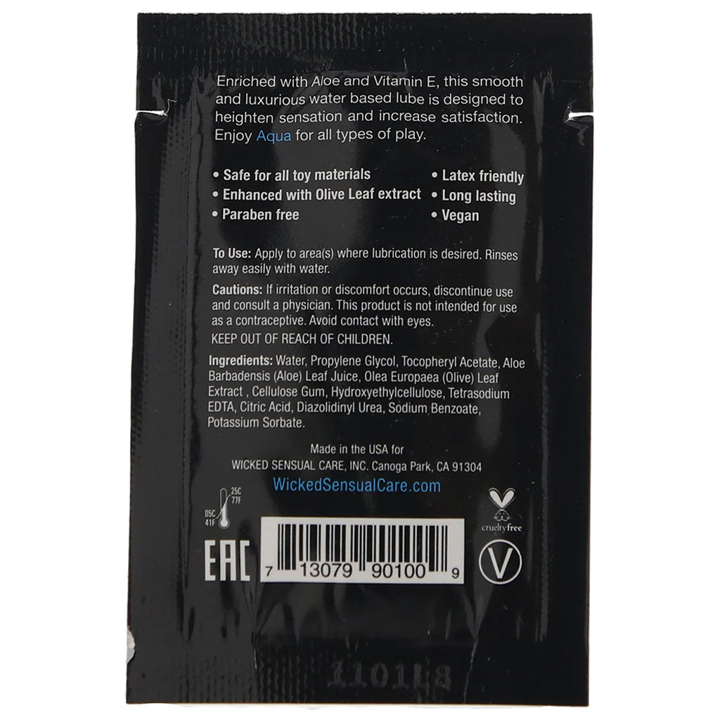 Aqua Fragrance Free Water Based Lube .10oz/3ml
