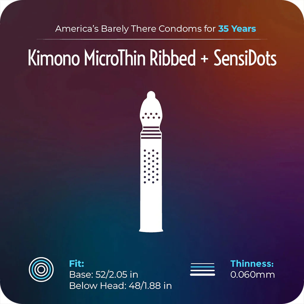 Kimono MicroThin Ribbed & Sensi-Dots in 12 Pack