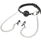 Breathable Ball Gag with Nipple Clamps