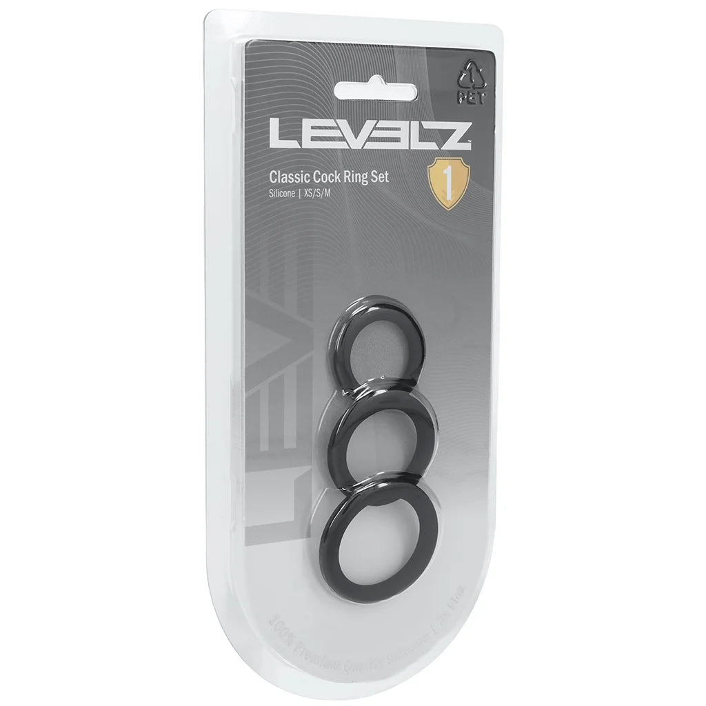 LEVELZ 3 Piece Classic Cock Ring Set in XS-M