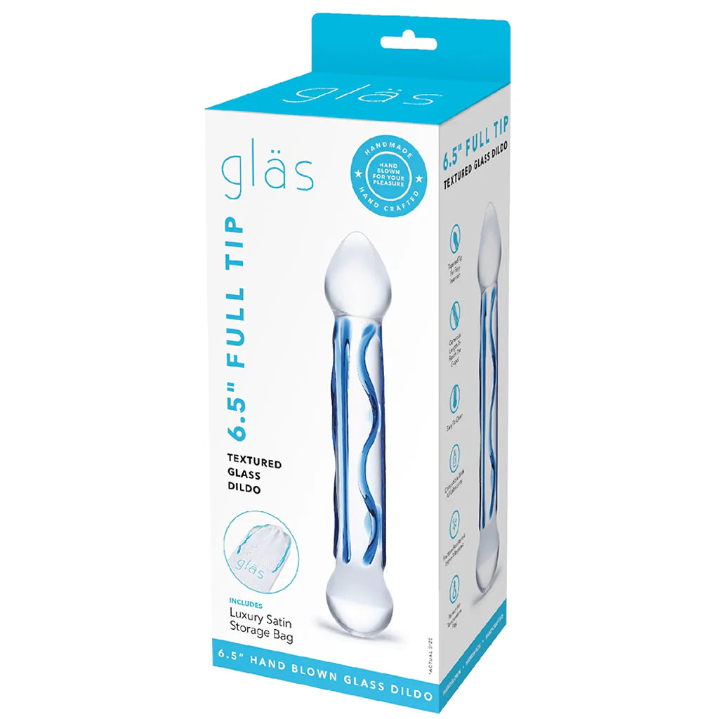 gläs 6.5 Inch Full Tip Textured Glass Dildo